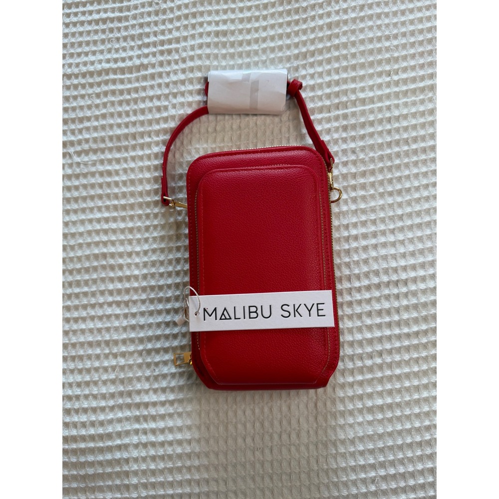 Malibu Skye Crossbody Bag Womens OS Red Triple Compartment Vegan Leather‎